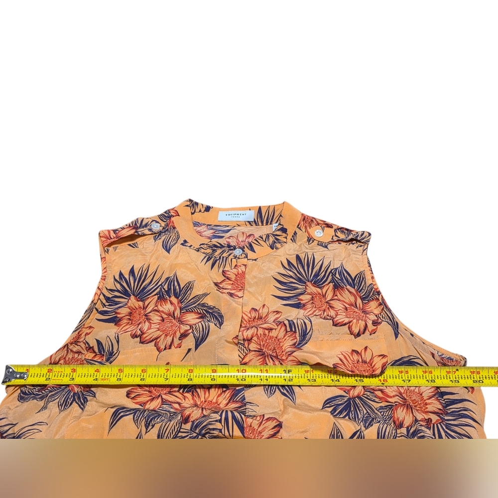 Equipment Femme 100% Silk Floral Print Button Up Sleeveless Belted Maxi Dress XL - Picture 10 of 10